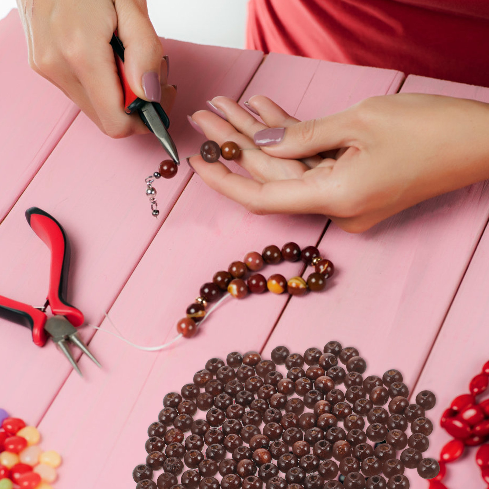 500 Peças de Contas de Madeira - Jewelry Making Ideas With Beads avaliação e preço